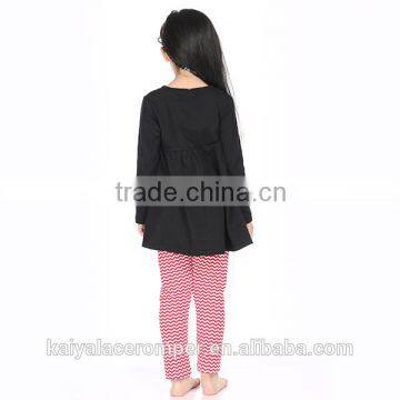 2015 Baby Girls Snowman Applique Top and Red Chevron Pants Set,christmas Outfits for Kids photo-3