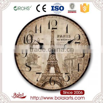 Eiffel tower and historic buildings portrait design mdf clock for study