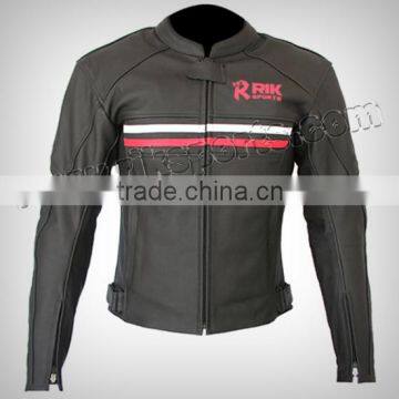 Motorbike Leather Jacket, Motorcycle Clothing Black With Double Lining Real Leather Racing Jacket