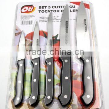 5 pcs chef knife & pocket knife & kitchen knife set with cutting board