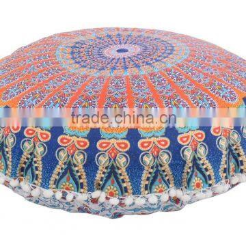 Ombre Mandala Round Large Floor Cushion Cover Decorative Throw Pillow Case Indian Outdoor Cushions Pom Pom Roundie Boho Pillows