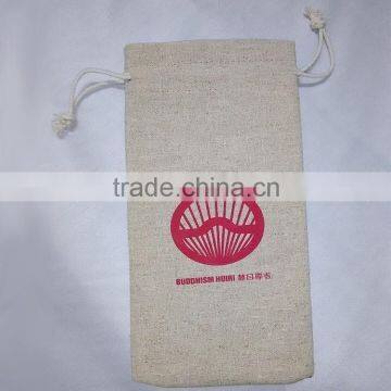 Custom Two Layers Small Linen Bag, Linen Drawstring Gift Bag With Red Suede Inside &red Logo for Jewelry Packing Quality Choice photo-5