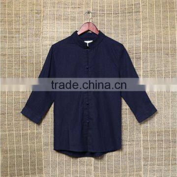 Dark blue casual clothes with hemp cotton material