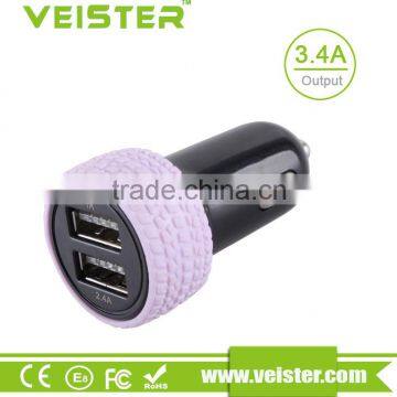 Black and Colorful Cheap Tire Shape Dual Port Usb Car Charger