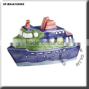 hand painted ceramic ship shaped money bank wholesale