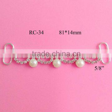 Stock hot selling pearl rhinestone connector for headband/hairwear(RC-34)