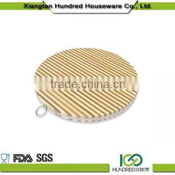 Zebra stripes round cutting board,round bamboo cutting board with ring,Bamboo round chopping board set