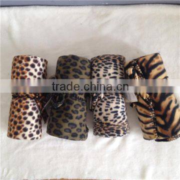 Popular leopard with zebra printed fleece blacket throw