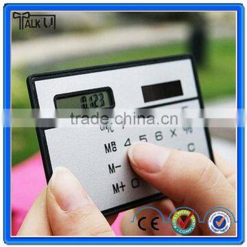 Hot 8 digits pocket size slim business credit card calculator for sale, Mini cheap school solar power card calculator