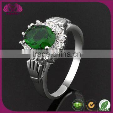 High Quality Green Stone Pave Setting Turquoise Silver Ring