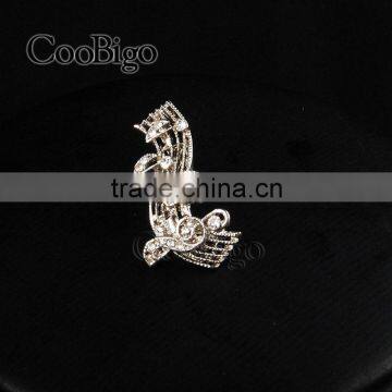 Fashion Jewelry Charming Rhinestone Musical Note Cuff-Link Silver Unisex Party Wedding Gift Promotion Apparel Accessories