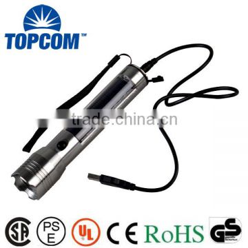 Aluminum Alloy Solar Power Rechargeable LED Flashlight