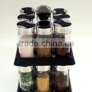 TW1000 16pcs glass spice jar set with plastic stand