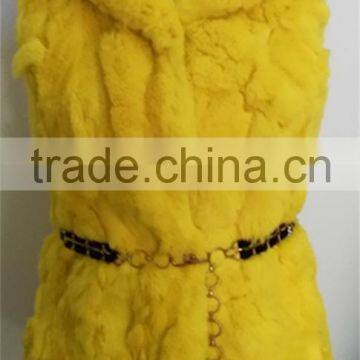 Rabbit Fur Jacket Raccoon Fur Collar Coat Outwear Garment Women Warm