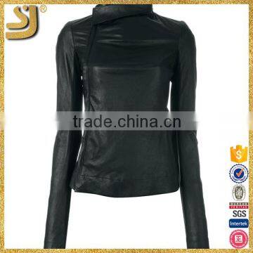 Black cotton shearing small leather motorcycle jacket