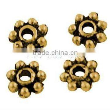 Tibetan Style Spacer Beads, Lead Free, Snowflake, Antique Golden Color, 4x1.5mm, hole: 1mm(GLF1022Y)