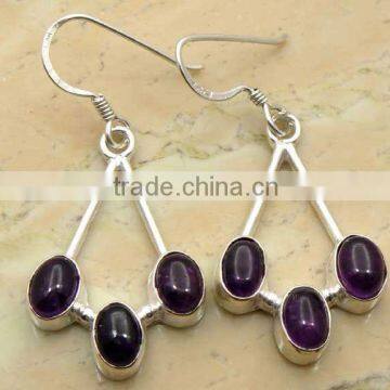 925 Sterling Silver Earrings,wholesale silver jewelry with genuine amethyst