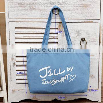 Eco-friendly Cheap Price Foldable Cotton Canvas Bag Tote Bag Light Blue Portable Recyclable Shopping Cotton Bag photo-2