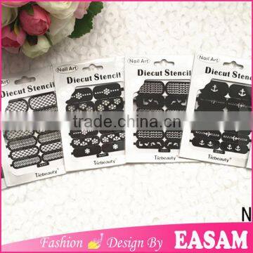 Easam round shape design Hot sell hollow nail sticker , nail polish nail stencils