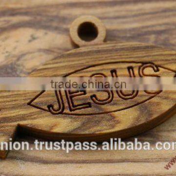 Olive Wood Jewelry St. Peter Fish Pendant