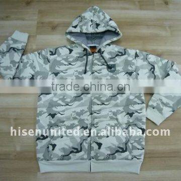 Men's Padded Jogging Sweatshirt with All-over Camou Print