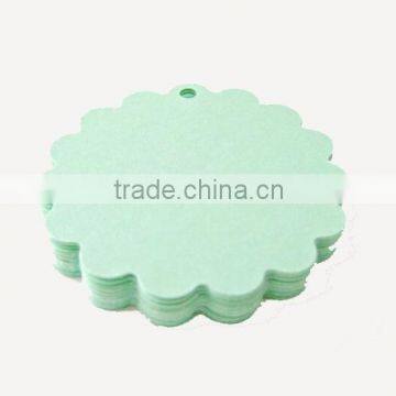 Cute green colour rounded shape hang tag printing