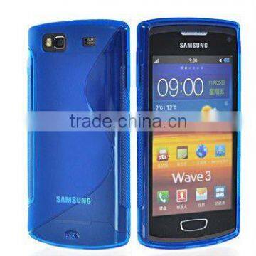 blue S-line Gel silicon Case Rubber Skin Tpu Cover for samsung S8600 wave 3