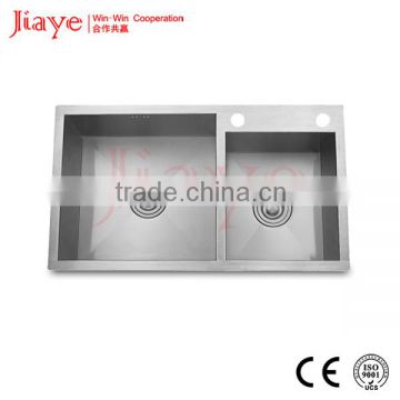 304 square stainless steel handmade double bowl undermount kitchen sink