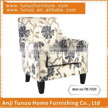 Accent chair with Linen flower fabric and Black color KD legs. moveable seat cushion.TB-7220