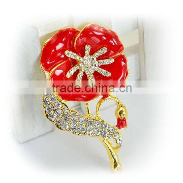 2016 Britain style anniversary rhinestone crystal poppy brooch