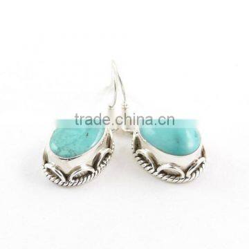 Turquoise earrings drop earrings 925 silver jewellery blue stone earrings Indian handmade jewellery