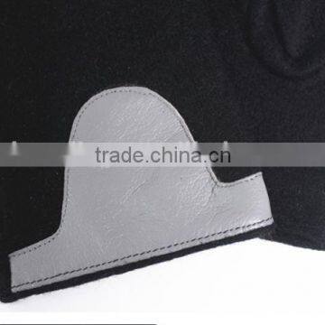 Knitted Wool And Leather Gloves Wool Women's Gloves Black Grey Blend photo-4