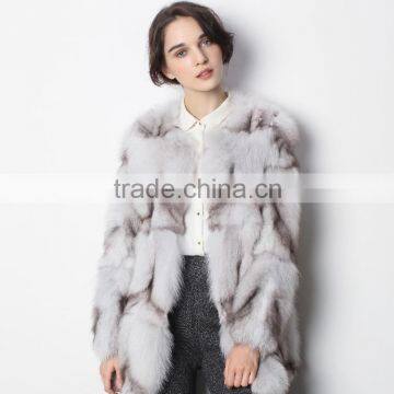 2016 Newest Long Style High Quality Winter Real Fox Scrap Fur Coat for Luxurious Girls