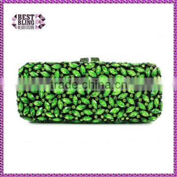 Newest design green bag designs handmade bag crystal clutch bag (8766A-G2)