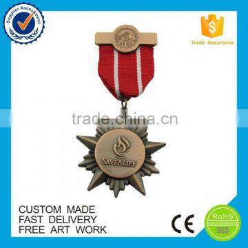 Fashionable star shape antique metal custom award medal