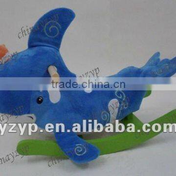 plush baby ride on toy whale Rocking Horse Musical Rocker New wooden rockers