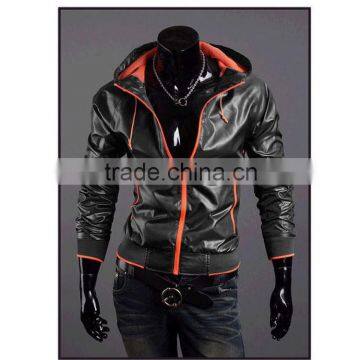 Mens Zipper Thin Jackets Slim Stand-up Leather