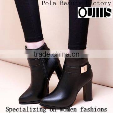 2016 Sexy Round Toe Chunky Heel Ankle Boots Women Sexy Chunky Pumps Shoes PQ4385
