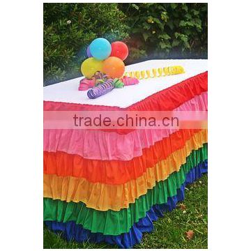 Polyester rainbow table skirts table cover