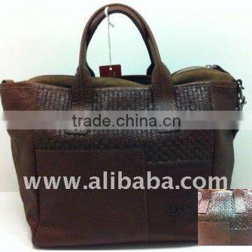 Leather handbag woven look 612