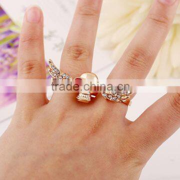 New jewellery gold human skeleton wing ring