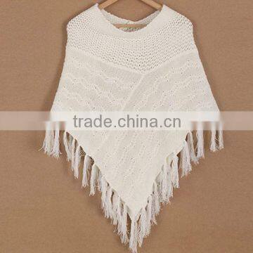 12STC0860 wool blended womens poncho sweater