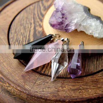 Wholesale natural colorful pendulum crystal for ornament ,crystal stone pendant