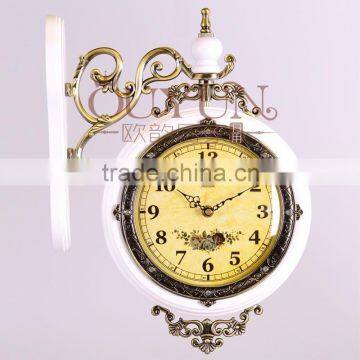 Modern Design Home Decor Brown Wooden Art Double Sided Wall Clocks For Gifts photo-2