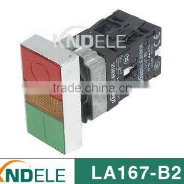 Double push button switch with light,direct type silver contact grade A LA167-B2-BW