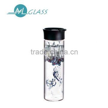 500ml high borosilicate glass water bottle with plastic lid N6243