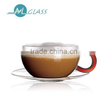 200ml high borosilicate glass coffee cups with handle without tray handmade glassware N6334