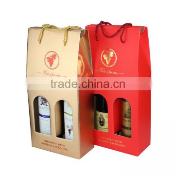 Wholesale custom wine package corrugated board folded double bottled wine boxes gift box