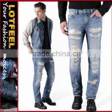 Biker Jeans Blue Denim jeans pantalon (LOTK011)