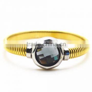 stainless steel gem stone bangles lady high quality